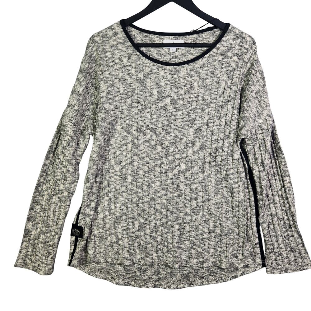 NEW Neon Buddha Scenic Knit Sweater Top Sz L Chalk Black NWT Lagenlook Womens